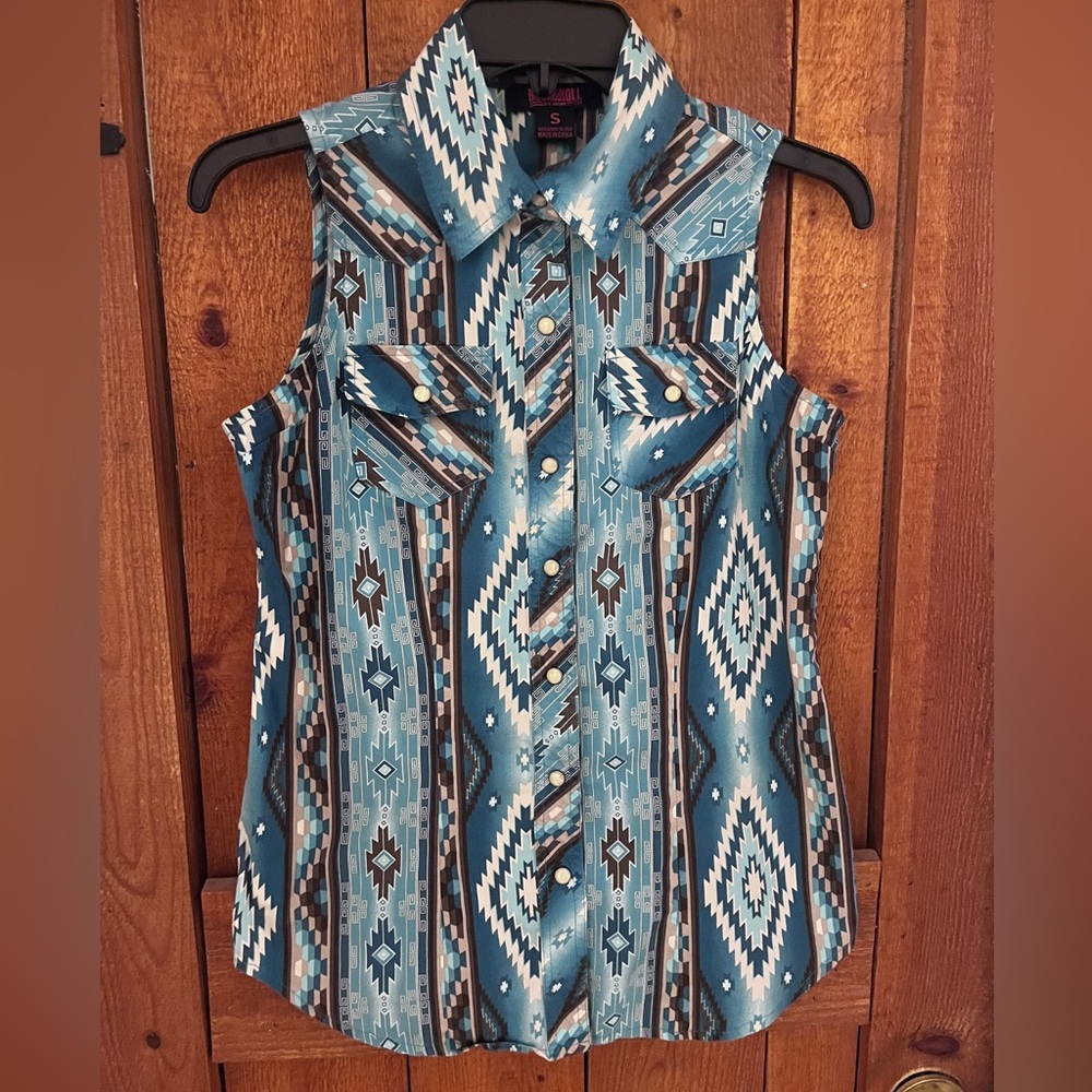Rock & Roll  Pearl Snap Aztec Sleeveless